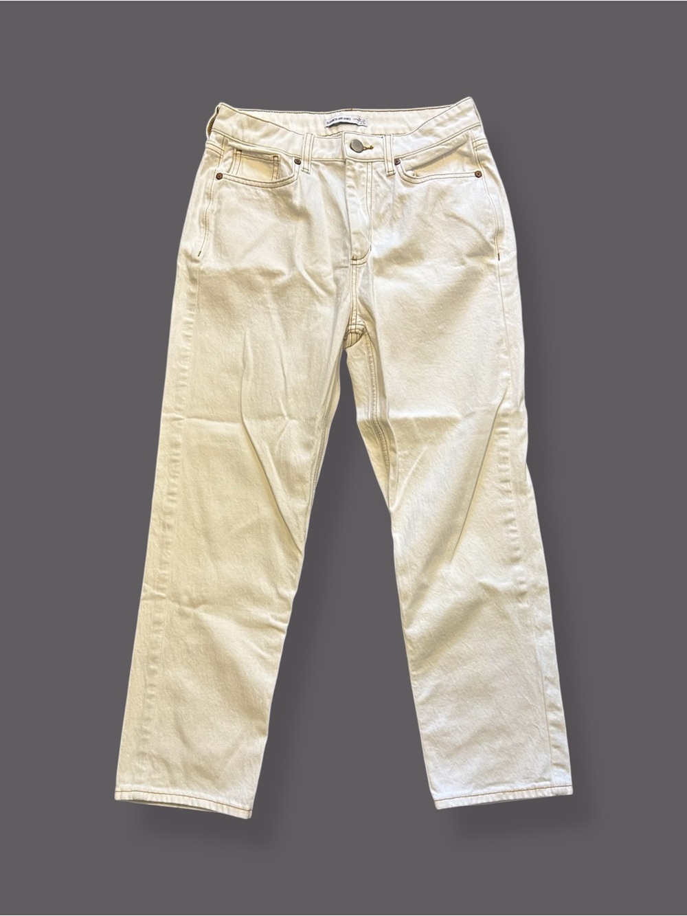 Elizabeth and James Vintage Straight Leg High Waisted White Jeans Cotton